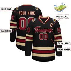 Black Crimson-Black Classic Hockey Jersey 2