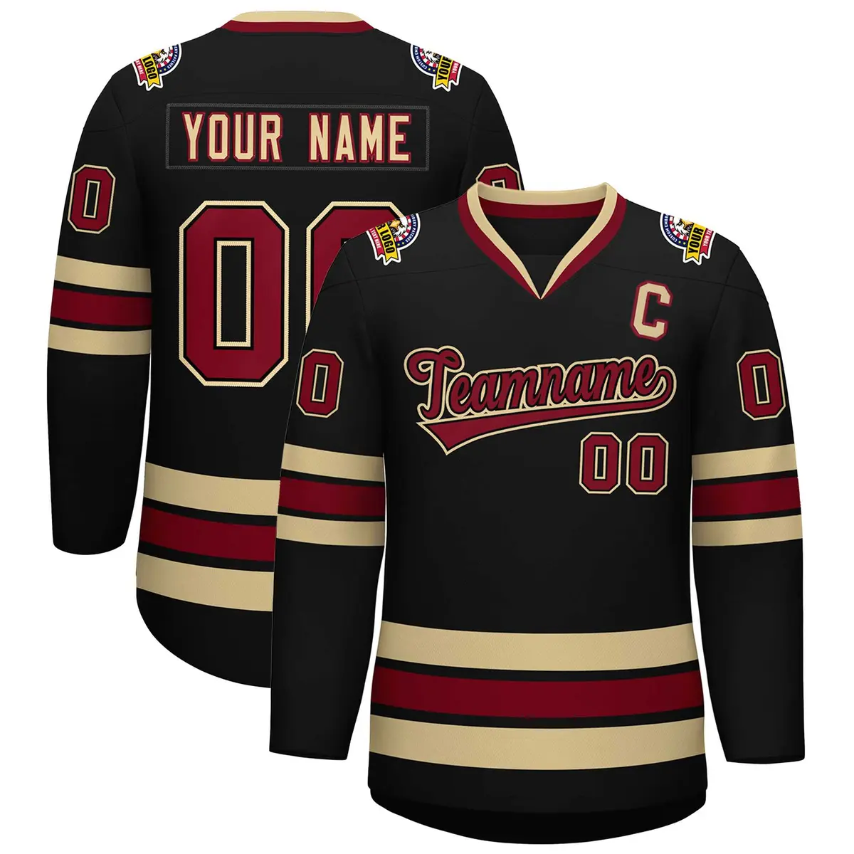 Black Crimson-Black Classic Hockey Jersey