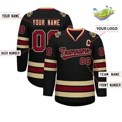 Black Crimson-Black Classic Hockey Jersey 2