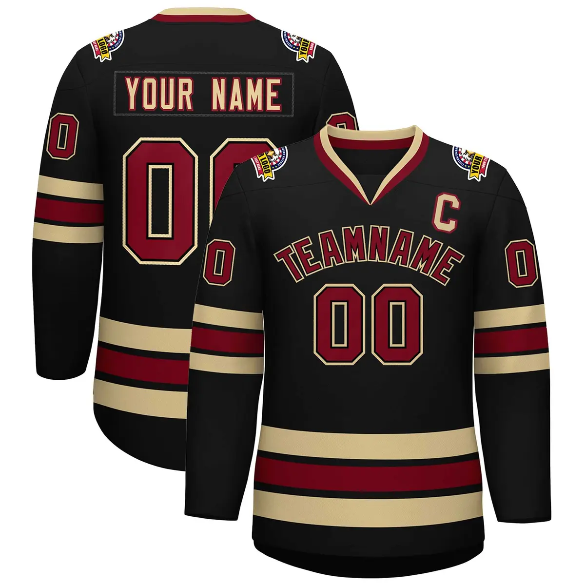 Black Crimson-Black Classic Hockey Jersey