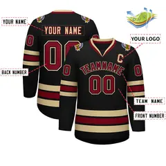 Black Crimson-Black Classic Hockey Jersey 2
