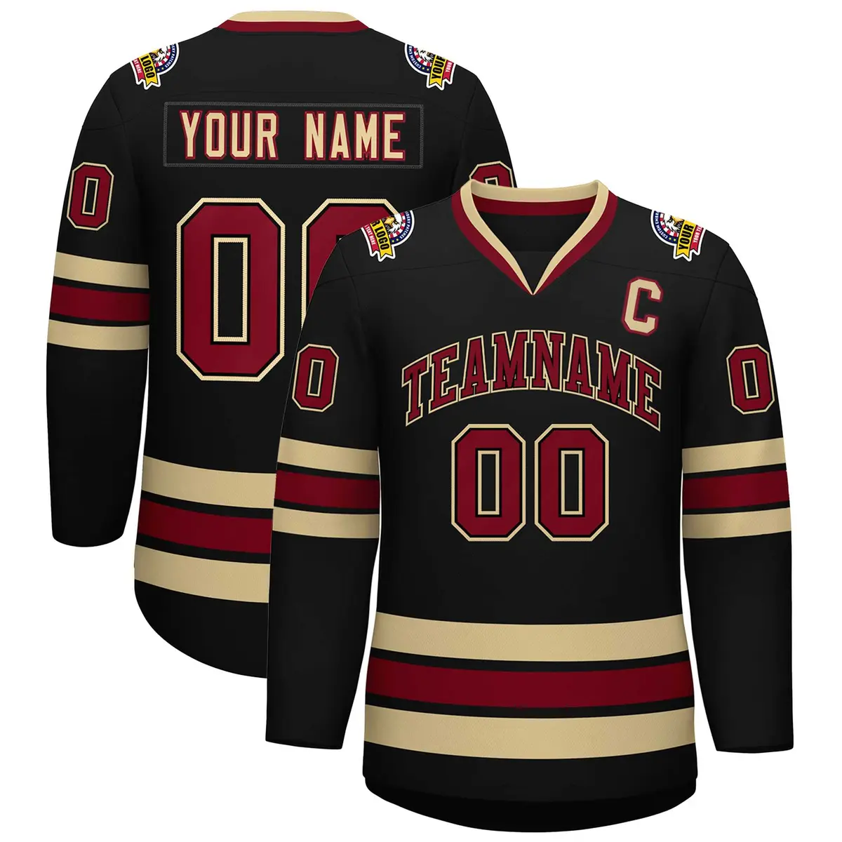 Black Crimson-Black Classic Hockey Jersey