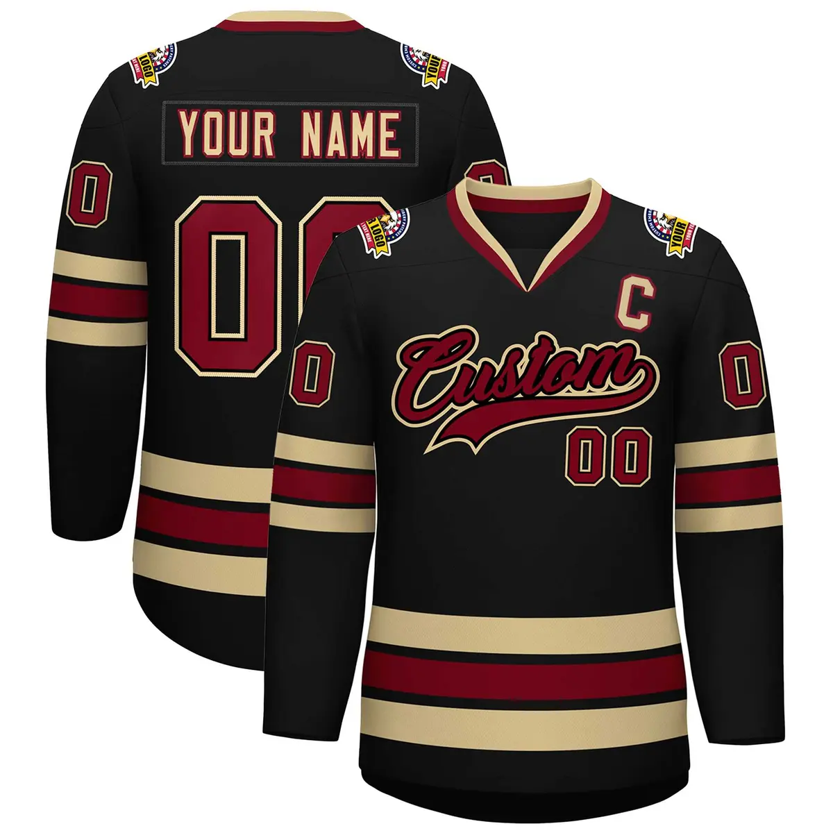 Black Crimson-Black Classic Hockey Jersey