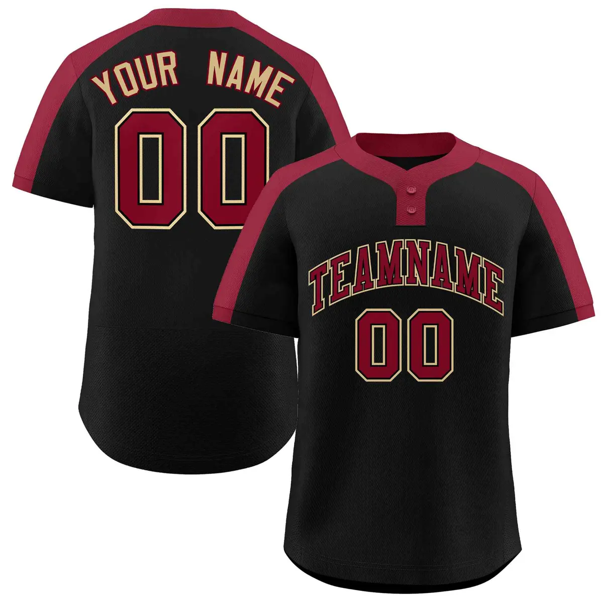 Black Crimson-Black Classic Style Two-Button Softball Jersey