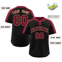 Black Crimson-Black Classic Style Two-Button Softball Jersey 2