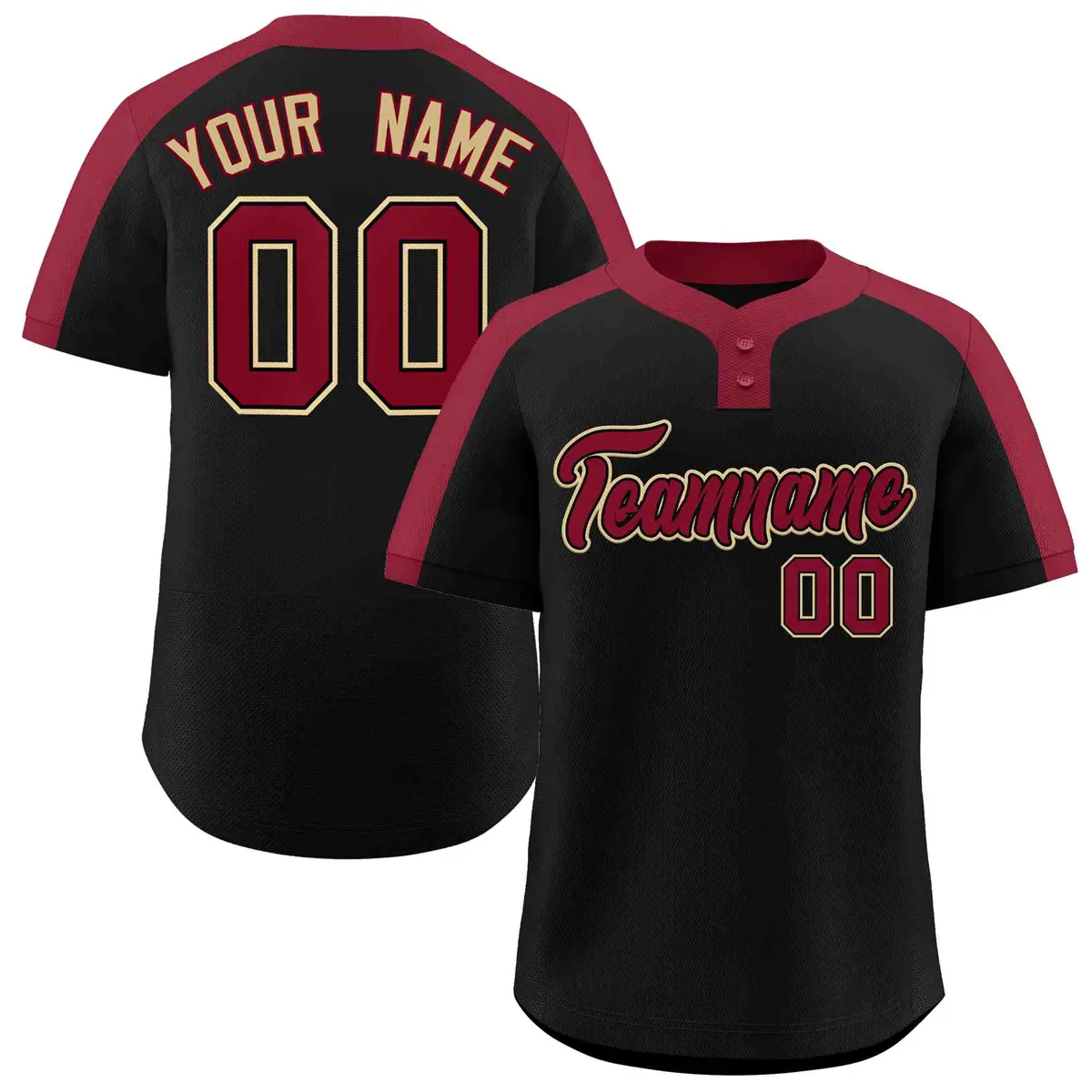 Black Crimson-Black Classic Style Two-Button Softball Jersey