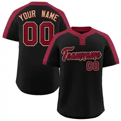 Black Crimson-Black Classic Style Two-Button Softball Jersey