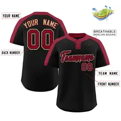 Black Crimson-Black Classic Style Two-Button Softball Jersey 2