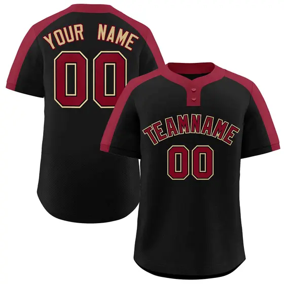 Black Crimson-Black Classic Style Two-Button Softball Jersey