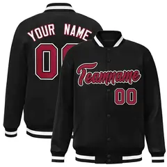 Black Crimson-Black Varsity Full-Snap Letterman Jacket 1