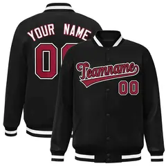 Black Crimson-Black Varsity Full-Snap Letterman Jacket 1
