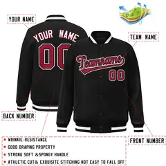 Black Crimson-Black Varsity Full-Snap Letterman Jacket 2