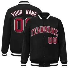 Black Crimson-Black Varsity Full-Snap Letterman Jacket 1