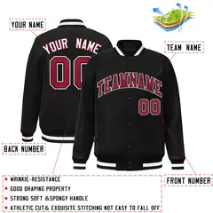 Black Crimson-Black Varsity Full-Snap Letterman Jacket 2