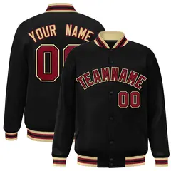 Black Crimson-Black Varsity Full-Snap Letterman Jacket