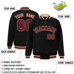 Black Crimson-Black Varsity Full-Snap Letterman Jacket 2