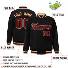 Black Crimson-Black Varsity Full-Snap Letterman Jacket 2