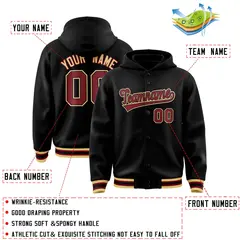 Black Crimson-Black Varsity Letterman Classic Hoodie Jacket 4