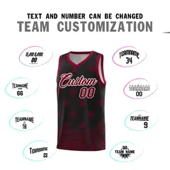 Black Crimson Cashew Pattern Basketball Jersey 4