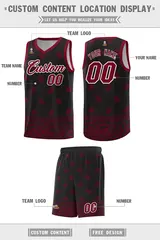 Black Crimson Cashew Pattern Basketball Jersey 5