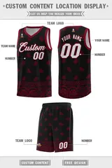 Black Crimson Cashew Pattern Basketball Jersey 5