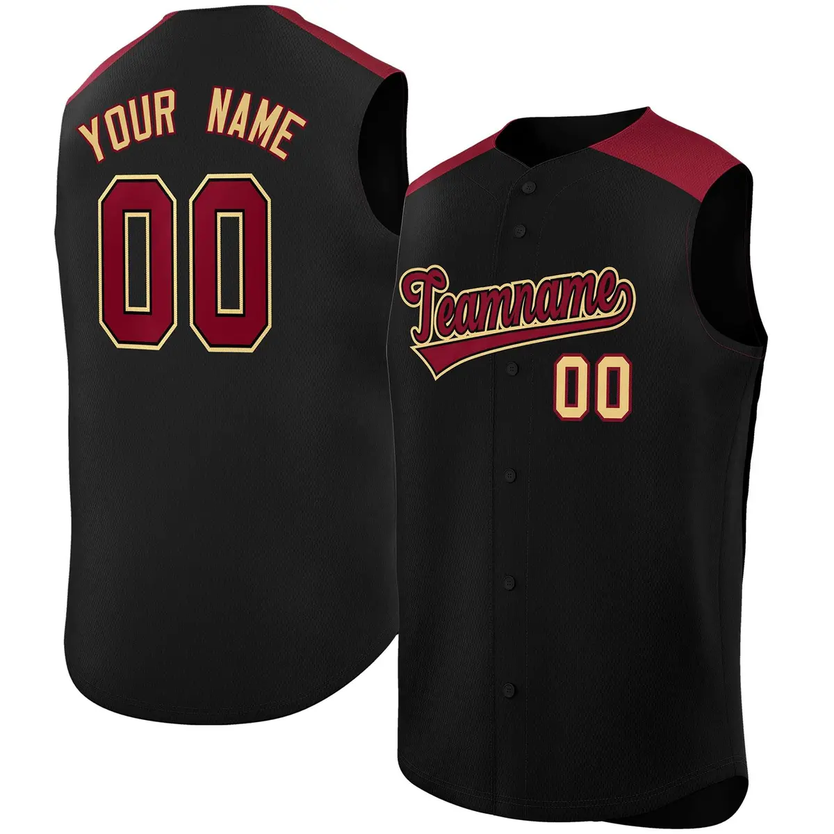 Black Crimson Classic Authentic Sleeveless Baseball Jersey