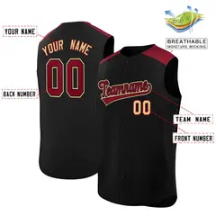 Black Crimson Classic Authentic Sleeveless Baseball Jersey 2