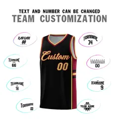 Black Crimson Classic Color Block Varsity Basketball Jersey 4