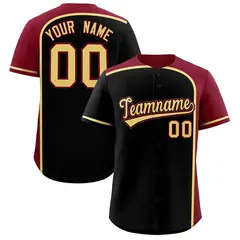 Black Crimson Color Block Authentic Baseball Jersey