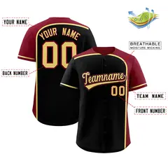 Black Crimson Color Block Authentic Baseball Jersey 2