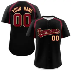 Black Crimson Color Block Authentic Baseball Jersey 1
