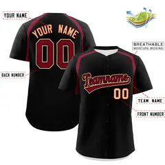Black Crimson Color Block Authentic Baseball Jersey 2