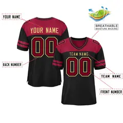 Black Crimson Color Block Authentic Football Jersey 2