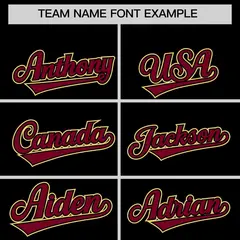 Black Crimson Color Block Side Dotted Line Baseball Jersey 3