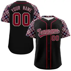 Black Crimson Dark Gray Raglan Sleeves Baseball Jersey 1