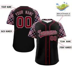 Black Crimson Dark Gray Raglan Sleeves Baseball Jersey 2