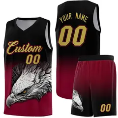 Black Crimson Eagle Graffiti Pattern Basketball Jersey