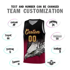 Black Crimson Eagle Graffiti Pattern Basketball Jersey 2