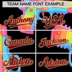 Black Crimson Firepower Graffiti Baseball Jersey 5