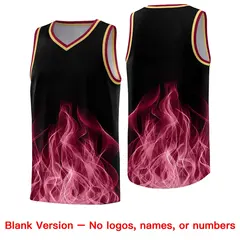 Black Crimson Flame Graffiti Drapable Basketball Jersey 6