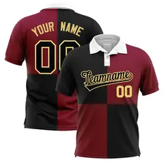 Black Crimson Four Squares Performance Polo Shirt 1