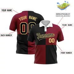 Black Crimson Four Squares Performance Polo Shirt 2