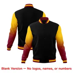 Black Crimson Gold Gradient Raglan Full-Snap Letterman Jacket 7