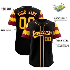 Black Crimson Gold Sleeve Flag Lace Baseball Jersey 2