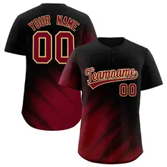 Black Crimson Gradient Diagonal Stripe Baseball Jersey