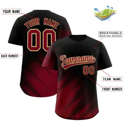 Black Crimson Gradient Diagonal Stripe Baseball Jersey 2