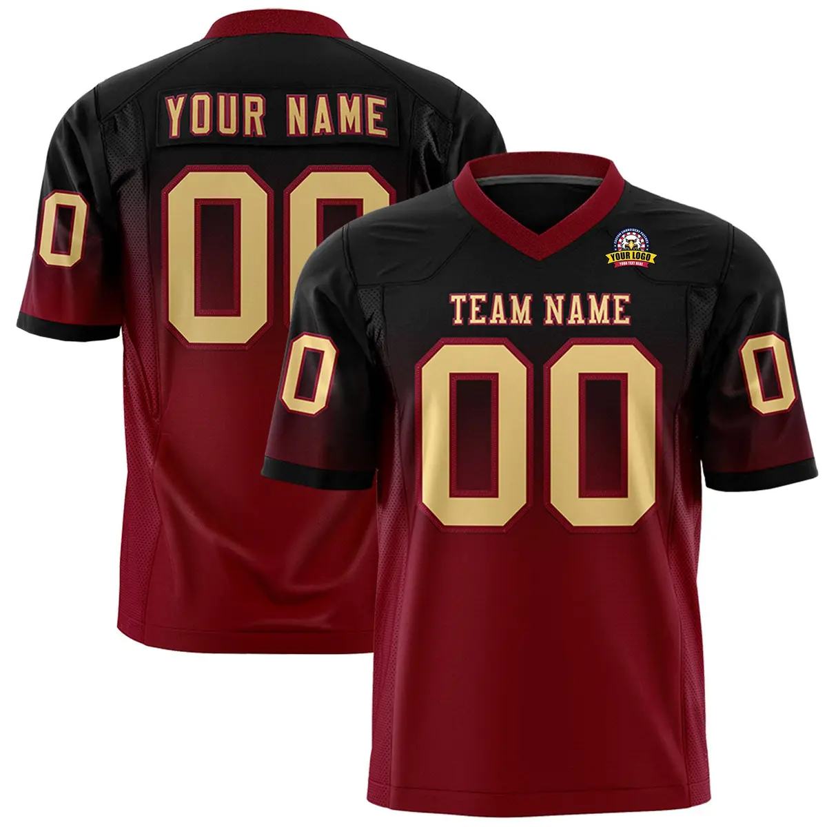 Black Crimson Gradient Fashion Authentic Football Jersey