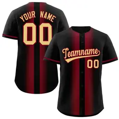 Black Crimson Gradient Lapel Fashion Baseball Jersey 1