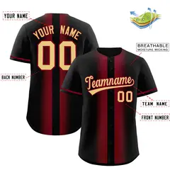 Black Crimson Gradient Lapel Fashion Baseball Jersey 2
