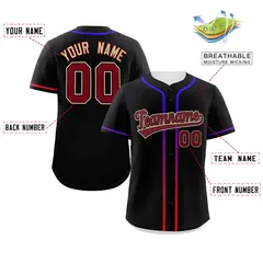 Black Crimson Gradient Ribbed Authentic Baseball Jersey 2